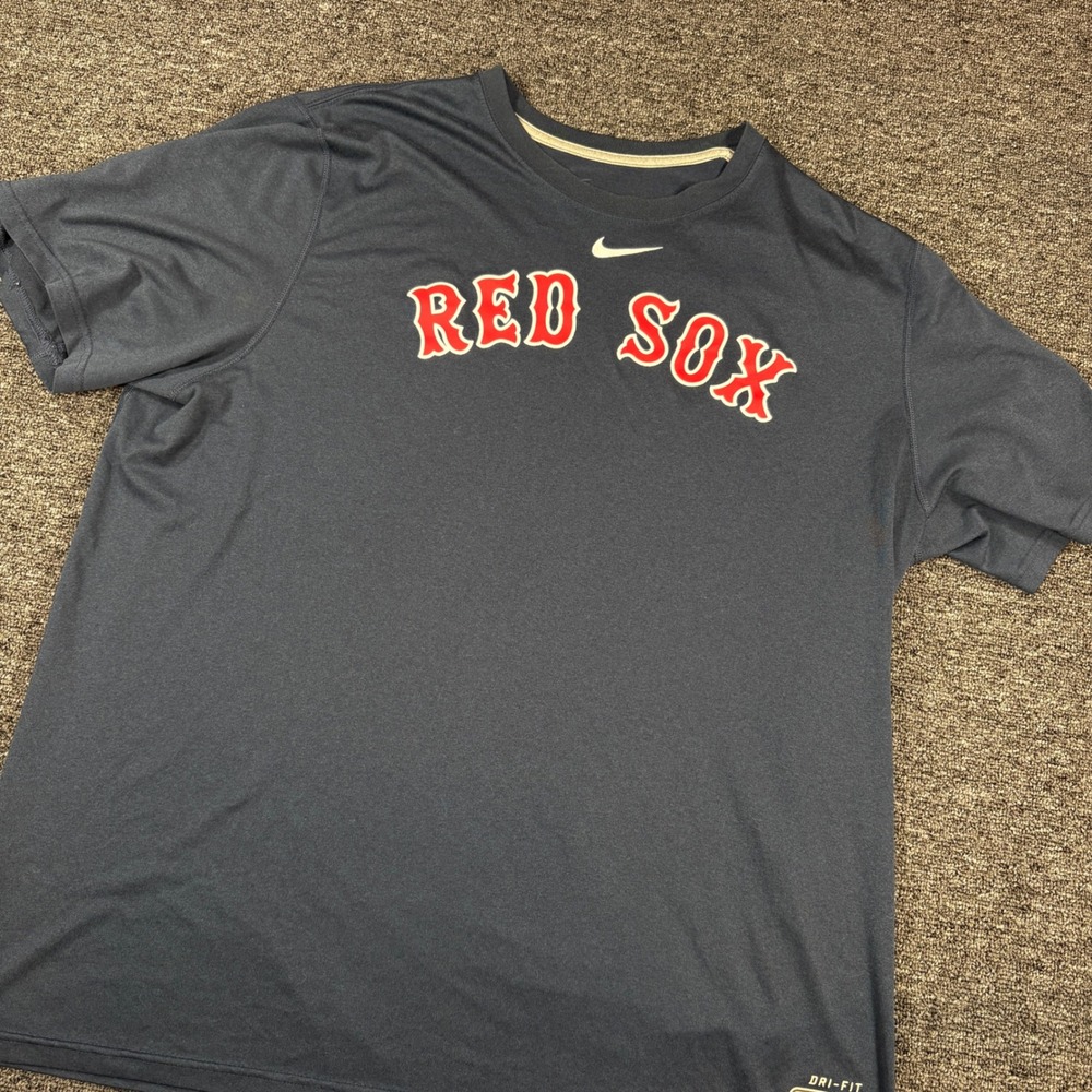 Nike T-Shirt Mens XL Blue Boston Red Sox MLB Authentic Collection Dri-FIT